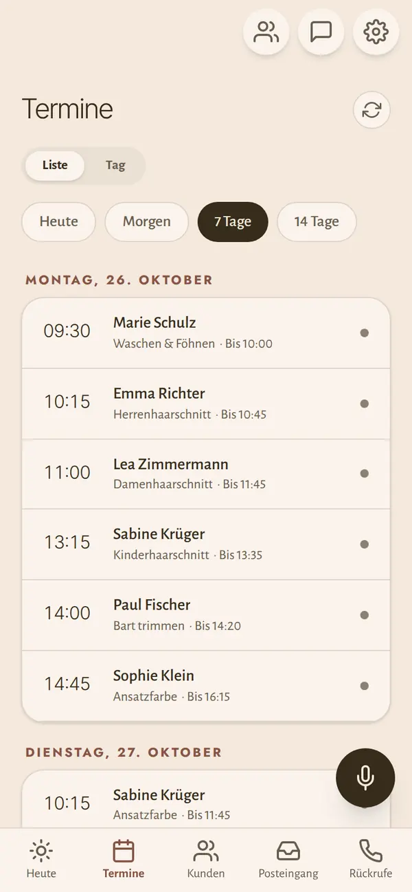Die eigene App fürs Team: Jede Person sieht ihre Termine und Kundenakten.